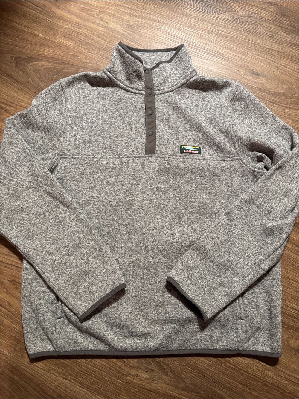 Men's L.L.Bean Sweater Fleece Pullover Heather gray 1/4 quarter sweatshirt M Reg